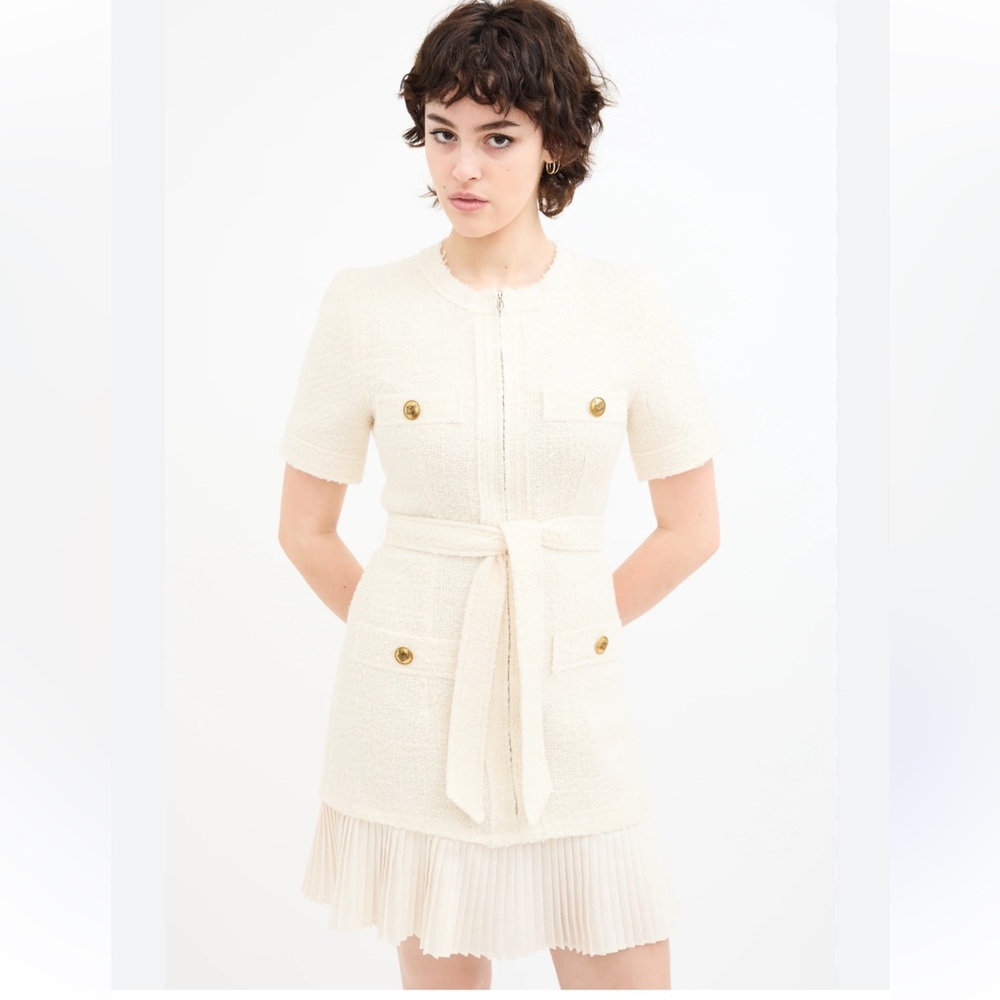 Sandro Tweed Belted Dress